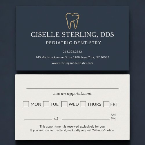 Pediatric Dentistry Tooth Appointment Reminder Card