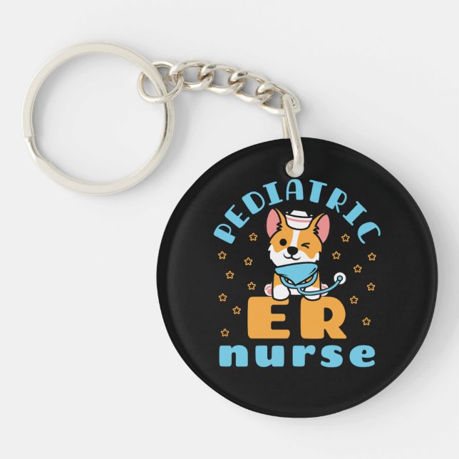 Pediatric ER Nurse Peds Nursing Keychain (Front)