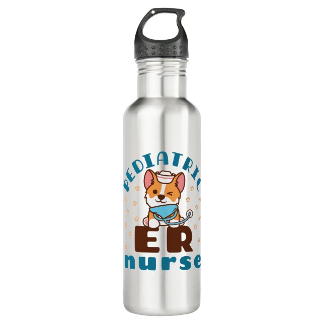 Pediatric ER Nurse Stainless Steel Water Bottle (Front)