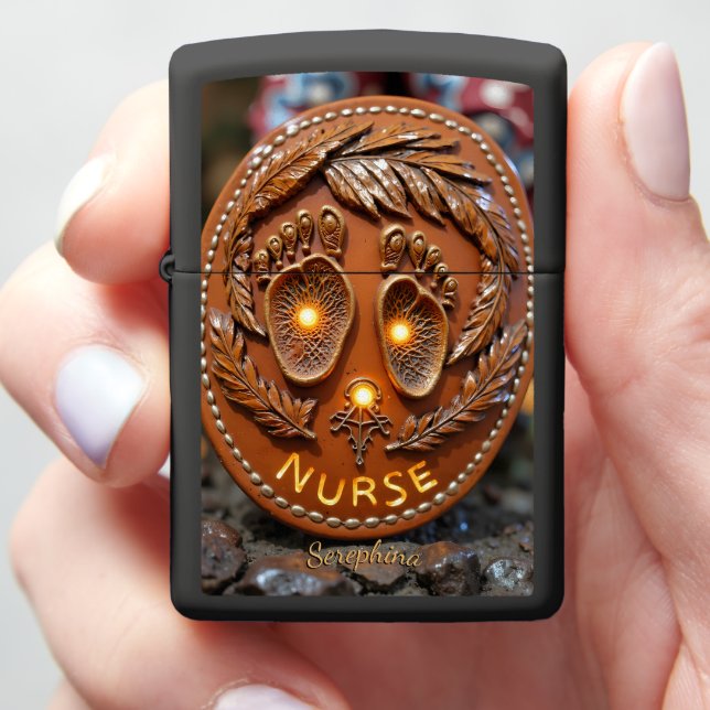 Pediatric Feet Angel Nurse Seraphina Gift Zippo Lighter (In Hand)