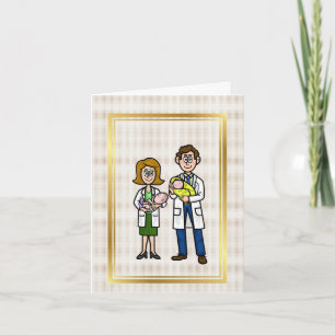 Pediatric Male Female Doctors with Babies Card