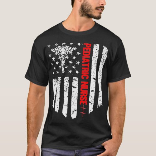 Pediatric Nurse American Flag RN Registered Nurse  T_Shirt