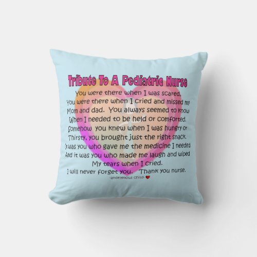 Pediatric Nurse Appreciation Throw Pillow