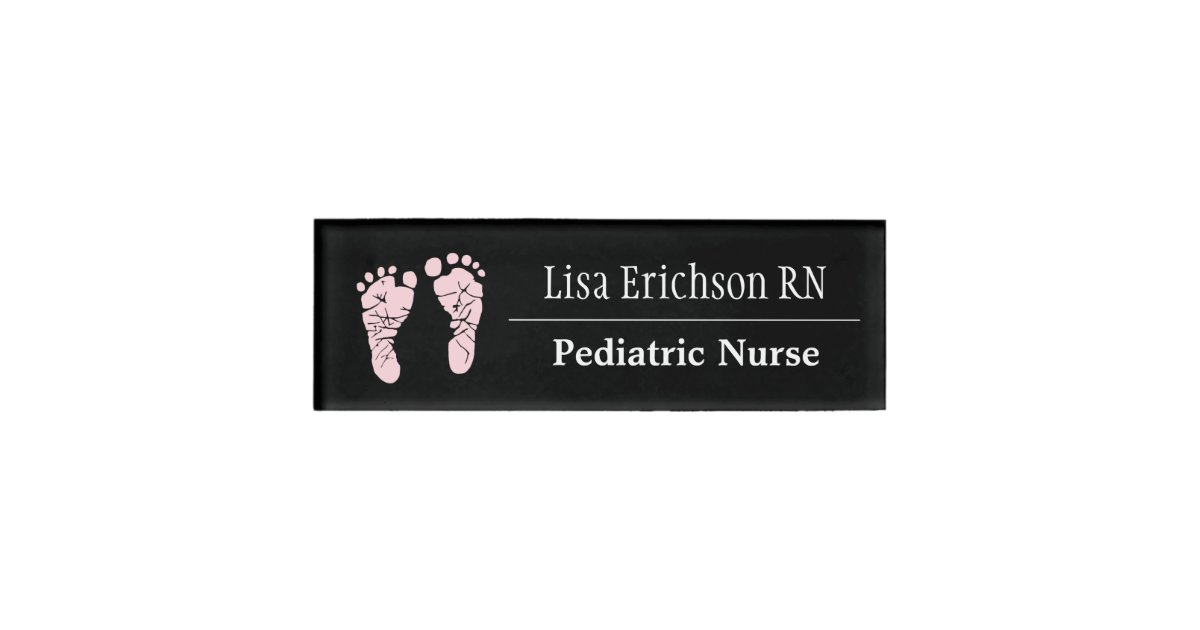 Pediatric Nurse Black Pink Name Tag Personalized Zazzle Com