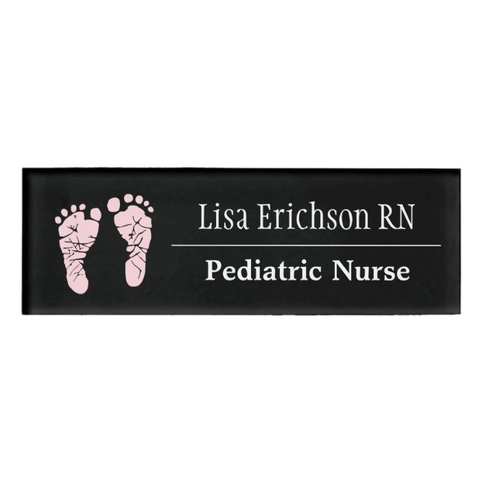 Pediatric Nurse Black Pink Name Tag Personalized Zazzle Com