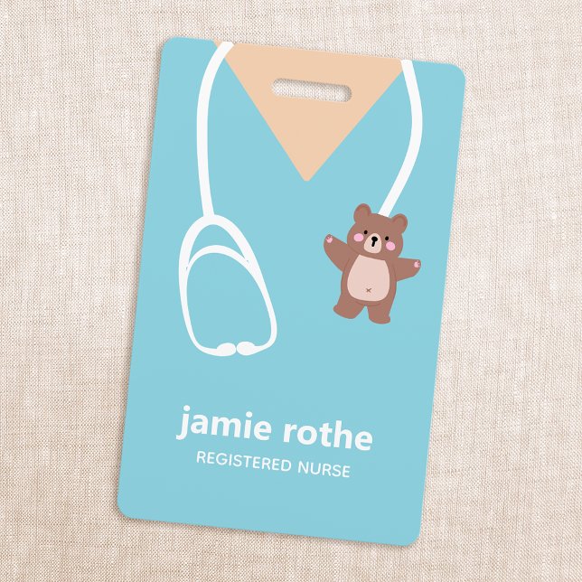 Pediatric Nurse Blue Teddy Bear Scrubs  Badge (Creator Uploaded)