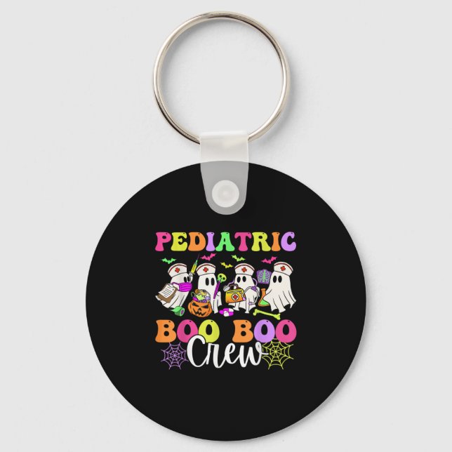 Pediatric Nurse Boo-boo Crew Ghost Nurse Halloween Keychain (Front)