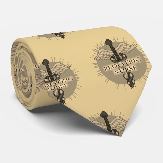Pediatric Nurse Caduceus  Neck Tie (Rolled)