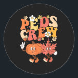 Pediatric Nurse Crew Thanksgiving Cute Pumpkin Ped Classic Round Sticker<br><div class="desc">Pediatric Nurse Crew Thanksgiving Cute Pumpkin Peds Squad</div>