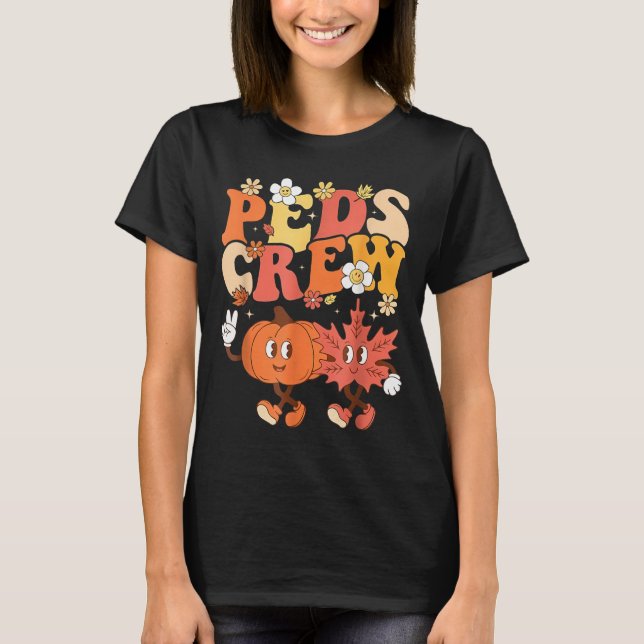 Pediatric Nurse Crew Thanksgiving Cute Pumpkin Ped T-Shirt (Front)