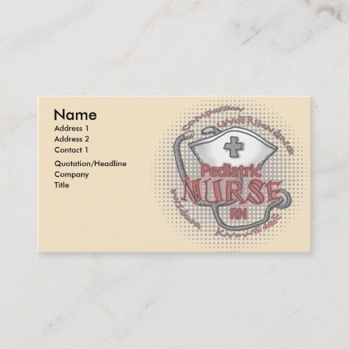 Pediatric Nurse custom name Business Card