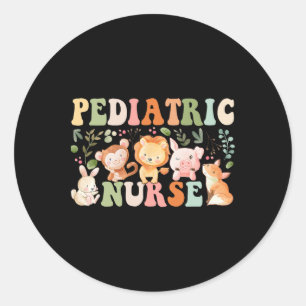 Pediatric Nurse Cute Zoo Animals Picu Registered N Classic Round Sticker