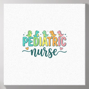 Pediatric Nurse Dinosaur Vintage Style Shirt Desig Canvas Photo Tile