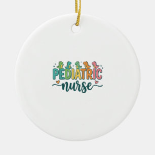 Pediatric Nurse Dinosaur Vintage Style Shirt Desig Ceramic Ornament