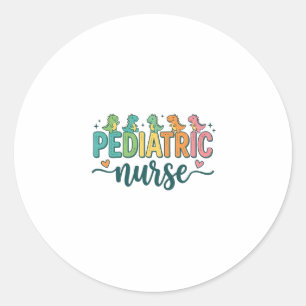 Pediatric Nurse Dinosaur Vintage Style Shirt Desig Classic Round Sticker