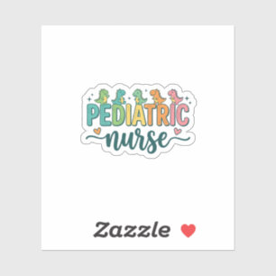 Pediatric Nurse Dinosaur Vintage Style Shirt Desig Sticker