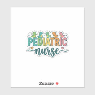 Pediatric Nurse Dinosaur Vintage Style Shirt Desig Sticker