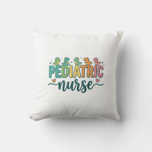 Pediatric Nurse Dinosaur Vintage Style Shirt Desig Throw Pillow