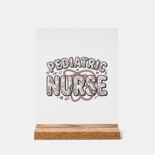 Pediatric Nurse Floral Vintage Engraving Design_1 Acrylic Sign