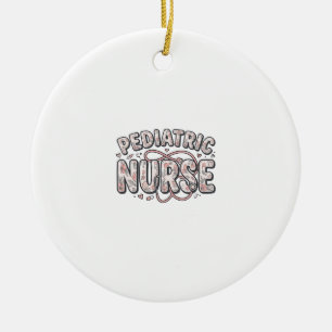 Pediatric Nurse Floral Vintage Engraving Design_1 Ceramic Ornament