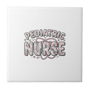 Pediatric Nurse Floral Vintage Engraving Design_1 Ceramic Tile