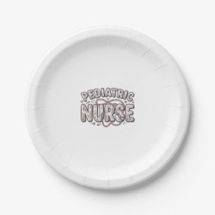 Pediatric Nurse Floral Vintage Engraving Design_1 Paper Plates