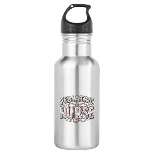 Pediatric Nurse Floral Vintage Engraving Design_1 Stainless Steel Water Bottle