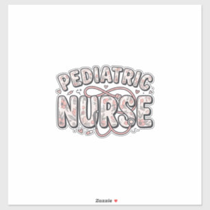 Pediatric Nurse Floral Vintage Engraving Design_1 Sticker