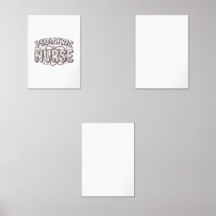 Pediatric Nurse Floral Vintage Engraving Design_1 Wall Art Sets