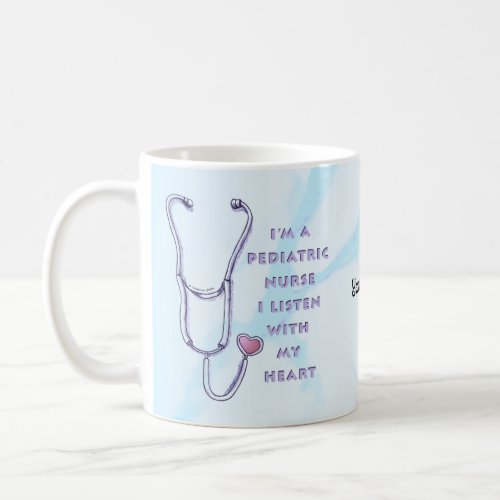 Pediatric Nurse Heart custom name Coffee Mug