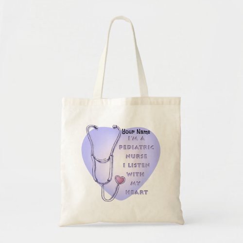 Pediatric Nurse Heart custom name Tote Bag
