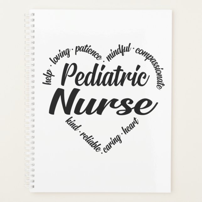 Pediatric Nurse Heart Word Cloud Planner (Front)