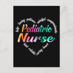 Pediatric Nurse Heart Word Cloud Watercolor Holiday Postcard