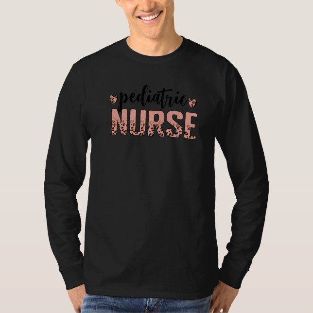 Pediatric Nurse Leopard Print Nursing School Women T-Shirt (Front)
