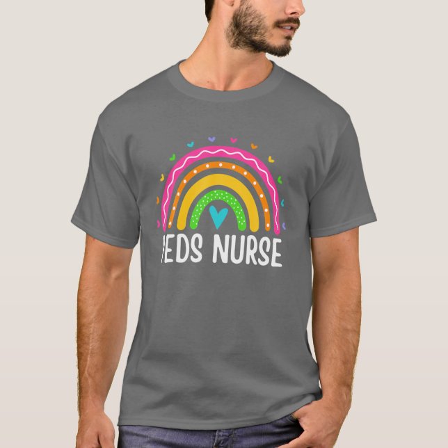 Pediatric Nurse Nursing Rainbow RN PEDS Nurse Pedi T-Shirt (Front)