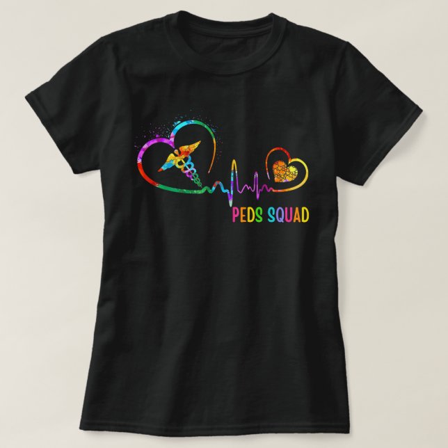 Pediatric Nurse Pediatrician Peds Nurse Heartbeat  T-Shirt (Design Front)
