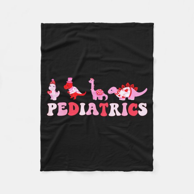 Pediatric Nurse Peds Nursing Cute Dinosaurs Valent Fleece Blanket (Front)