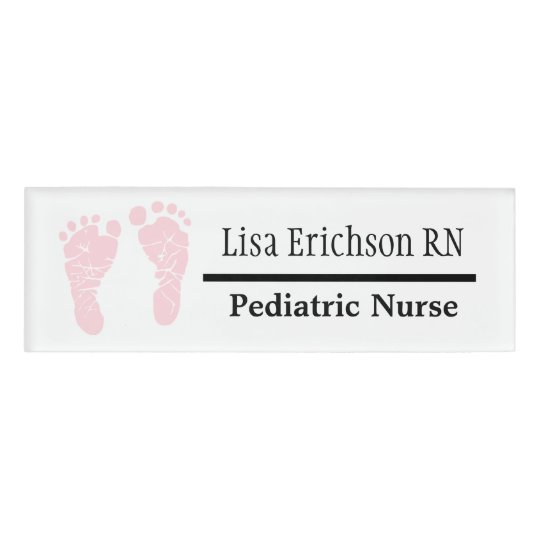 Pediatric Nurse Pink Name Tag Personalized