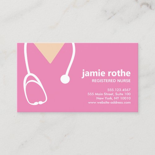 Pediatric Nurse Pink Scrubs Business Card