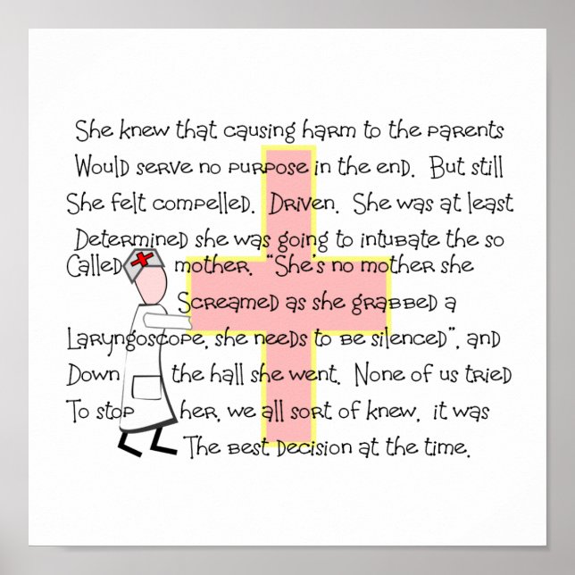 Pediatric Nurse Poster, "Intubating The Parent" Poster (Front)