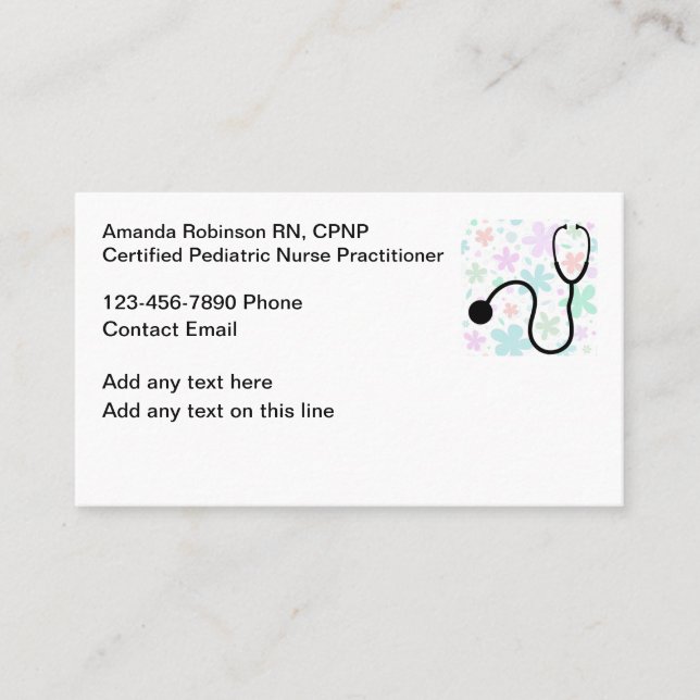 Pediatric Nurse Practitioner Business Cards (Front)