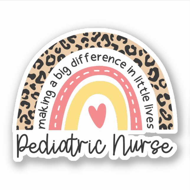 Pediatric Nurse Rainbow Pediatric Nursing Sticker (Front)