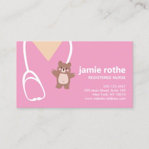Pediatric Nurse Scrubs Teddy Bear  Business Card