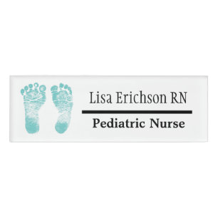 Pediatric Nurse Teal Name Tag Personalized