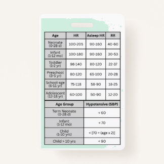 Pediatric Nurse Vital Signs Badge Buddy