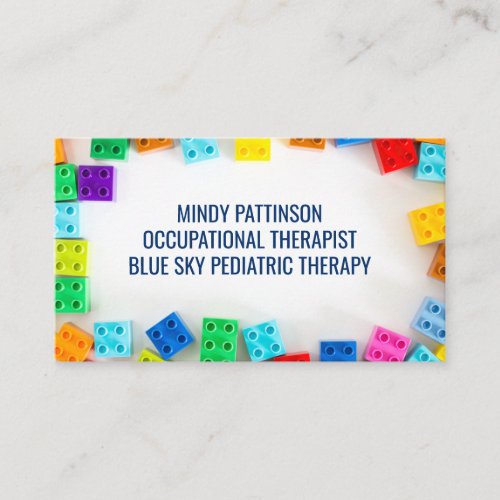 Pediatric Occupational Therapist Building Blocks Business Card