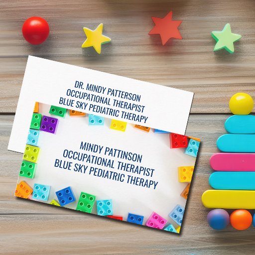 Customizable Pediatric Occupational Therapist Building Blocks Business Card