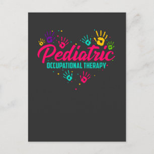 Pediatric Occupational Therapy Colorful Heart Art Postcard