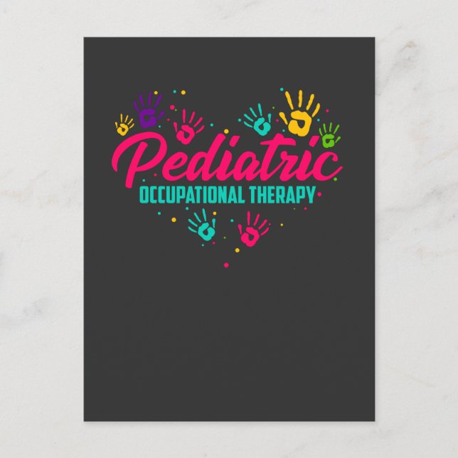 Pediatric Occupational Therapy Colorful Heart Art Postcard (Front)