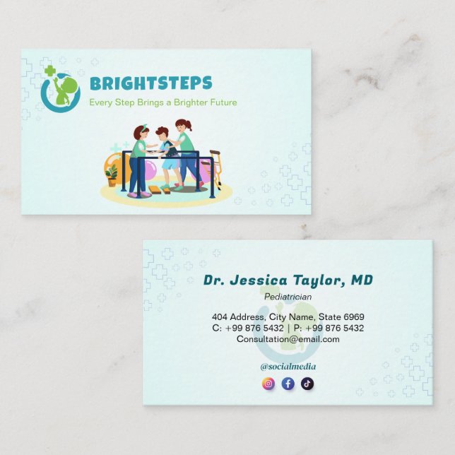 Pediatric Rehab Business | Blue Medical Business Card (Front/Back)